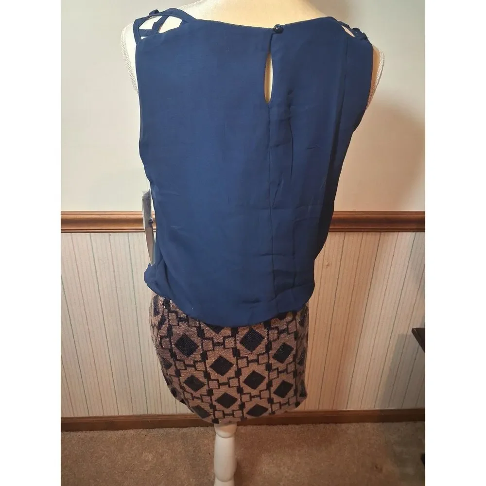 Love Reigns Rose Gold & Navy Sequin Mini Party Dress - Size Small